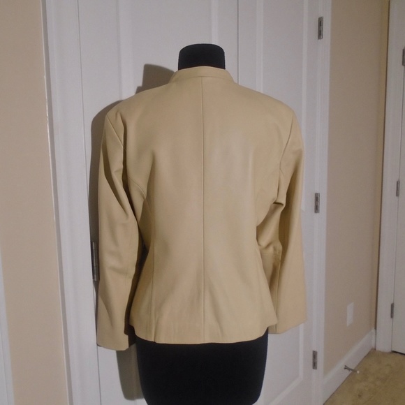 ANN TAYLOR 100% Leather Moto Jacket M Vanilla - Picture 7 of 10